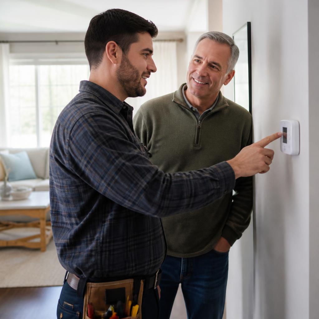 Technician reviewing findings with a homeowner